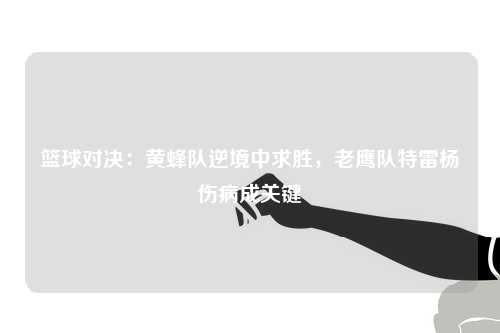 篮球对决：黄蜂队逆境中求胜，老鹰队特雷杨伤病成关键